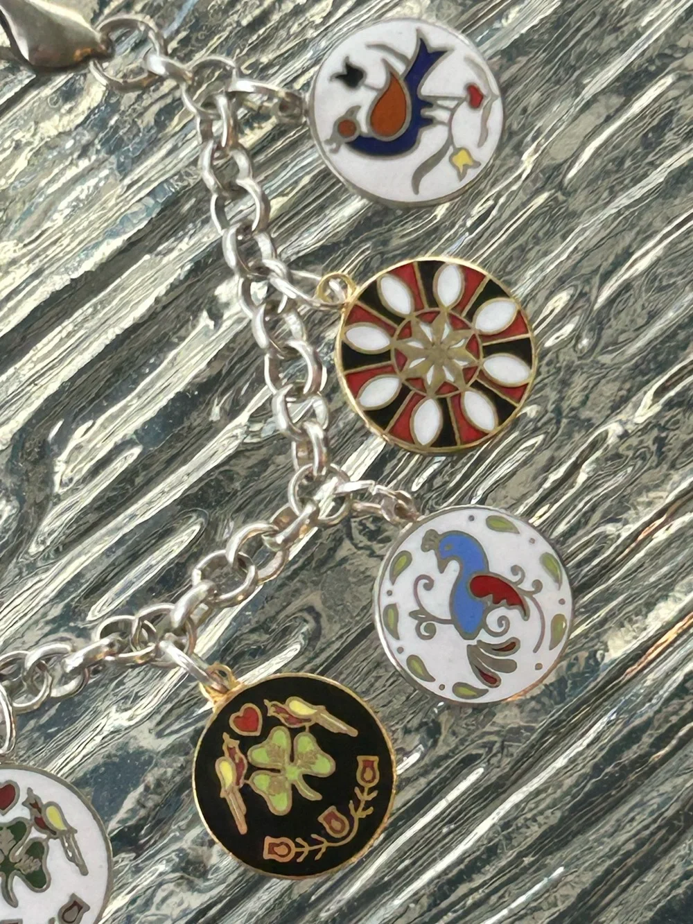 Vintage Deadstock Hoffman PA Dutch Enamel Hex Sign Charm Bracelet/Charms Rare